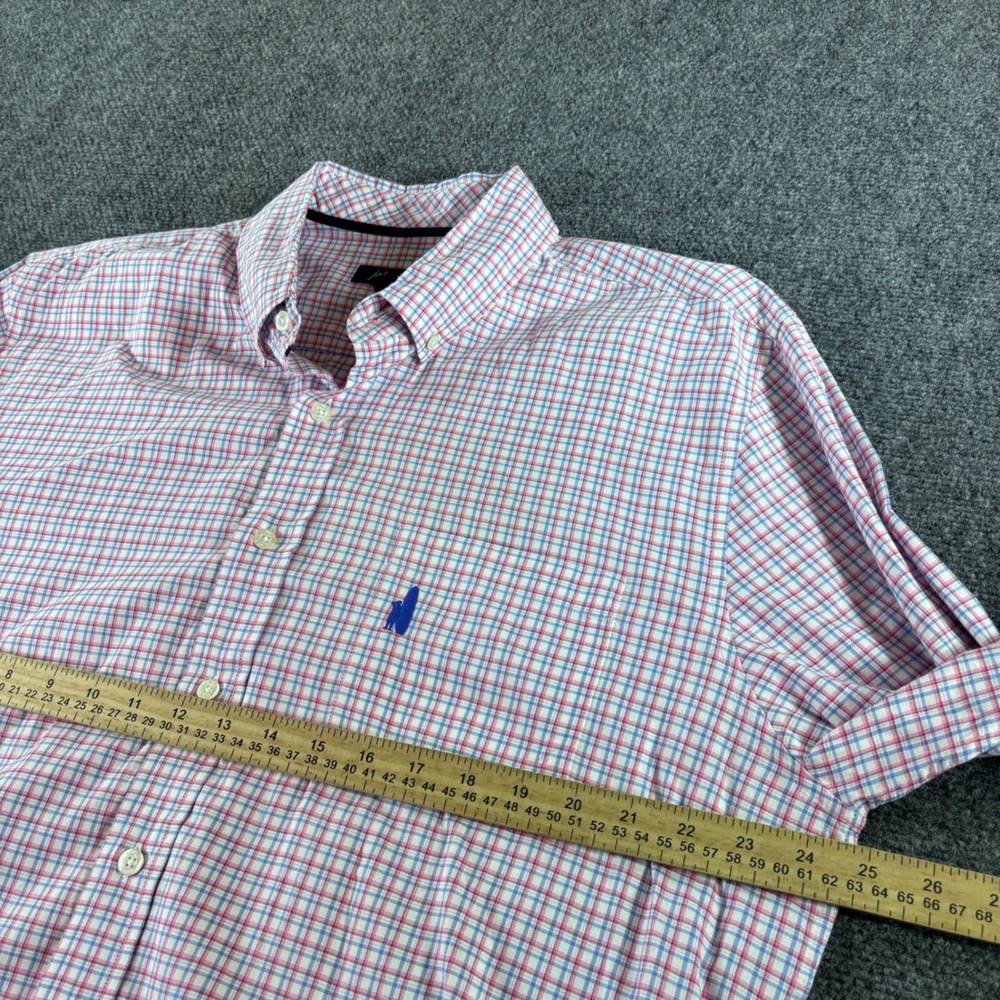 johnnie-O Button Down Shirt Mens XL Red Blue Check Egyptian Cotton Long Sleeve - Picture 7 of 7